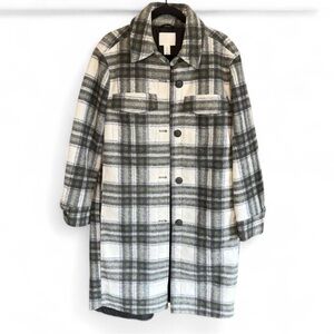 Plaid Women's Coat - Green and White